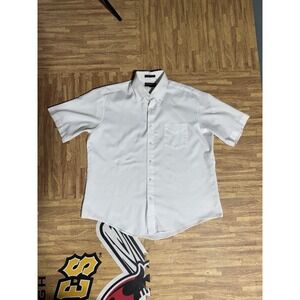 Vintage Montgomery Ward Buttondown Collar Ivory Short Sleeve Shirt sz 17